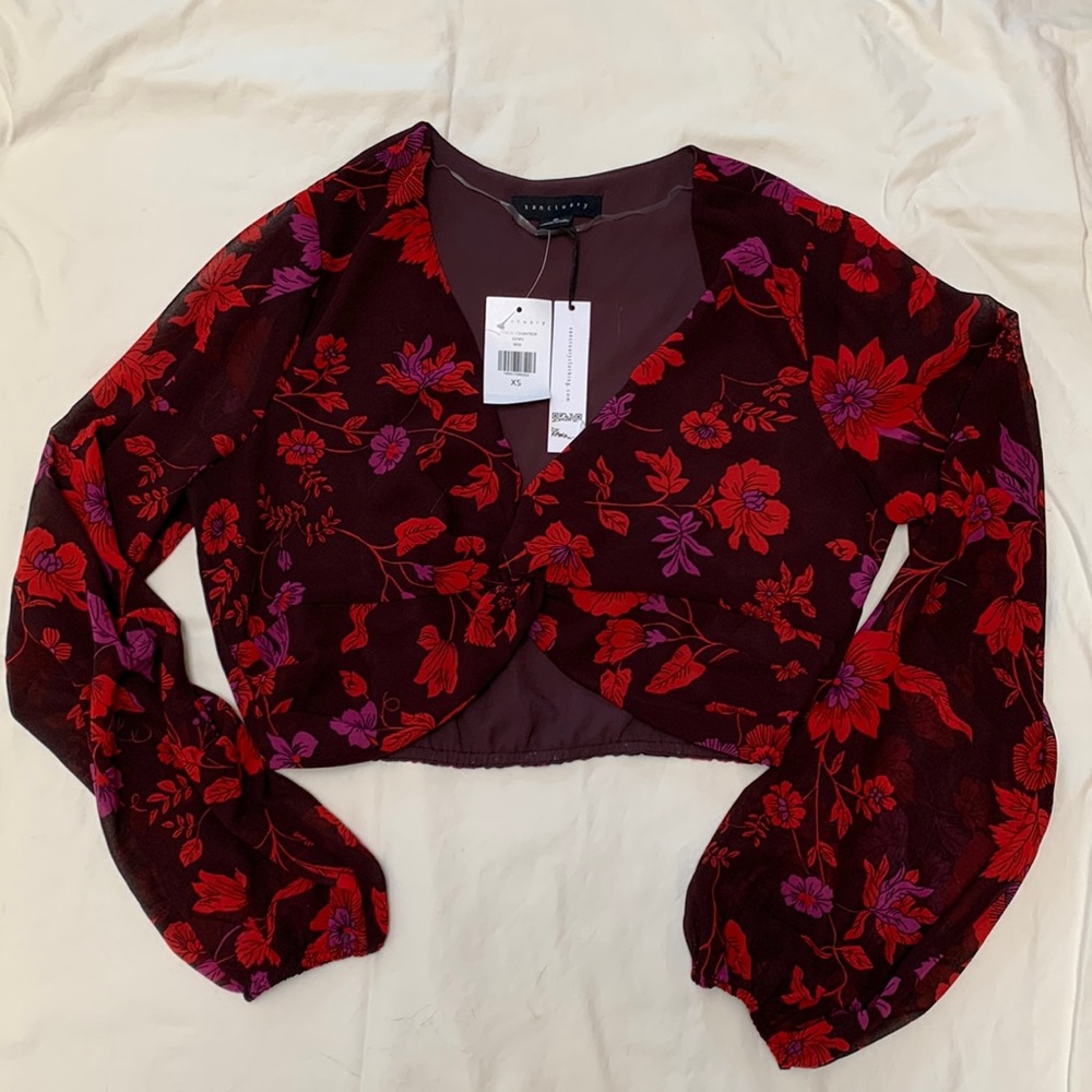 Sanctuary Floral Crop Blouse - Size XS